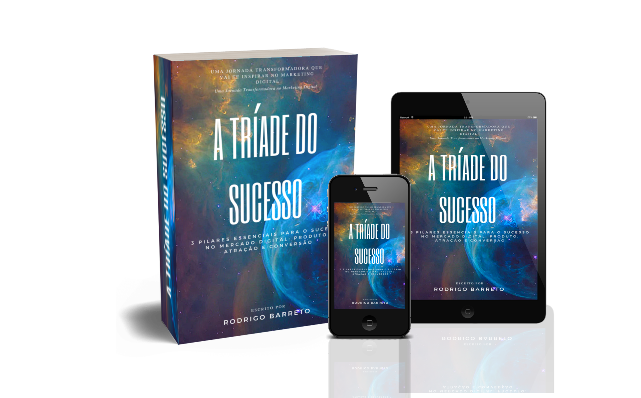 Representação gráfica dos três pilares do sucesso: gestão do tempo, equilíbrio entre vida pessoal e profissional e produtividade