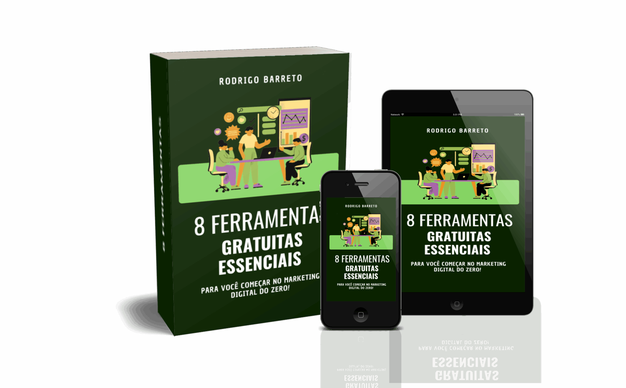 "8 Ferramentas Gratuitas Essenciais para Marketing Digital", destacando ícones de ferramentas úteis e gratuitas para impulsionar negócios online